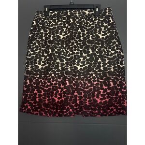 J.Crew Women 8 Pink Black Ombre Animal Print Linen Pencil Skirt Abstract